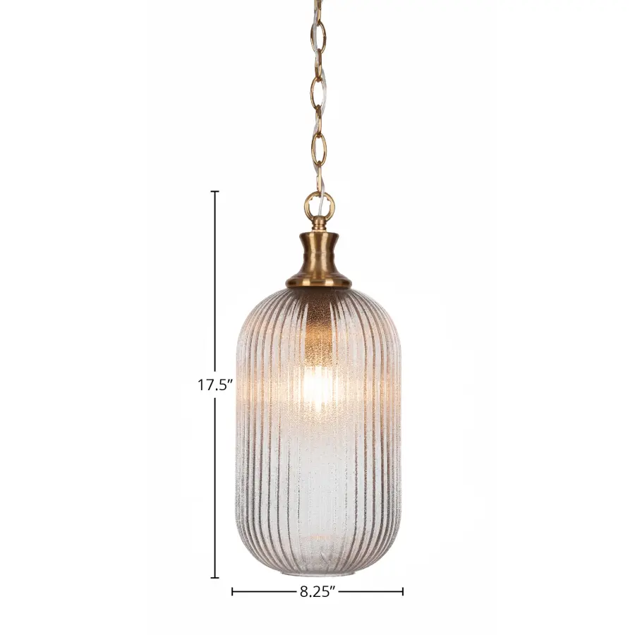 Carina Chain Hung Pendant with Micro Bubble Ribbed Glass - Image 2