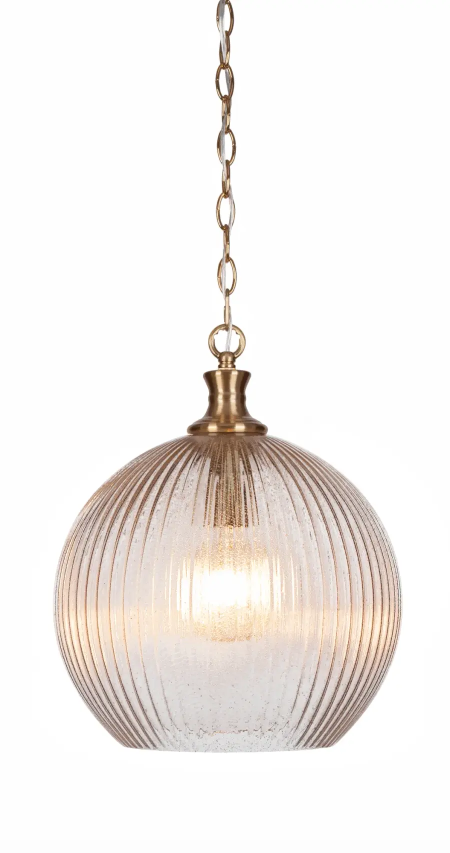 Carina Chain Hung Pendant with Micro Bubble Ribbed Glass - Image 1