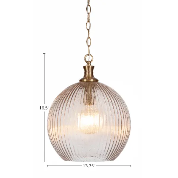 Carina Chain Hung Pendant with Micro Bubble Ribbed Glass - Image 2