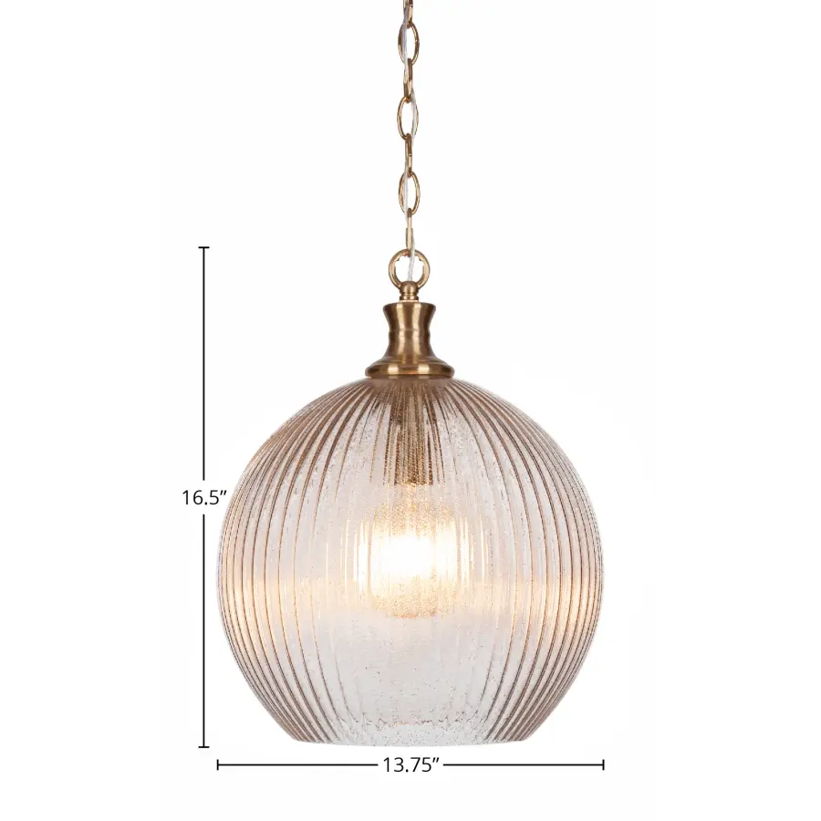 Carina Chain Hung Pendant with Micro Bubble Ribbed Glass - Image 2
