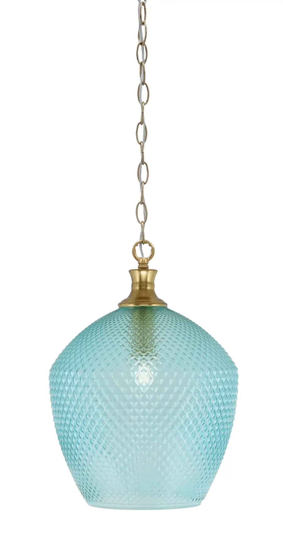 Zola Chain Hung Pendant with Turquoise Textured Glass - Image 1