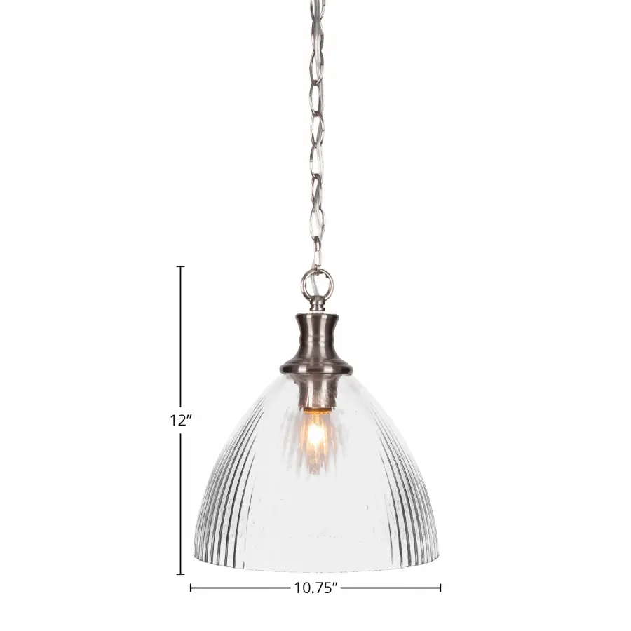 Carina Chain Hung Pendant with Clear Ribbed Glass - Image 2