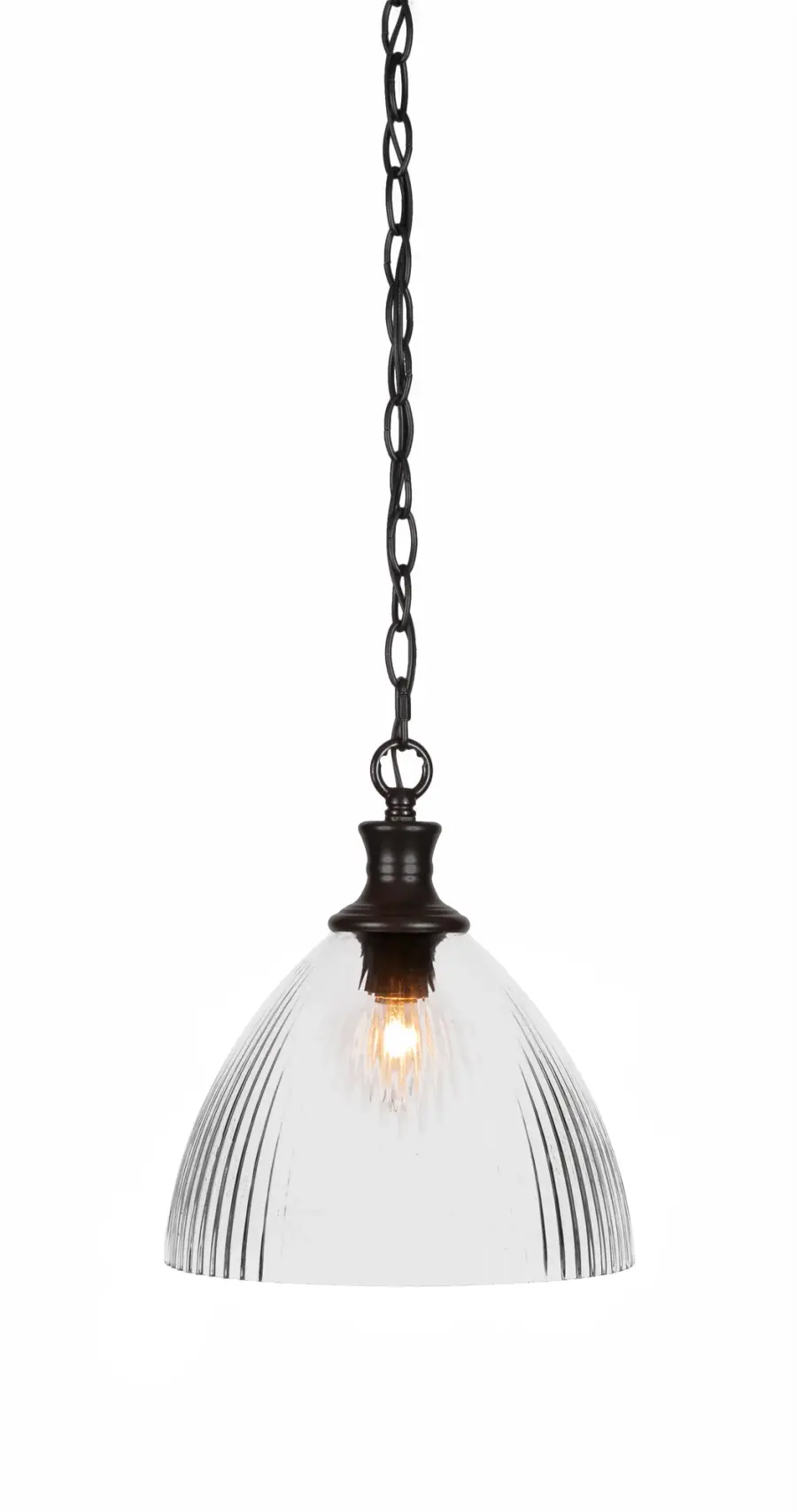 Carina Chain Hung Pendant with Clear Ribbed Glass - Image 1