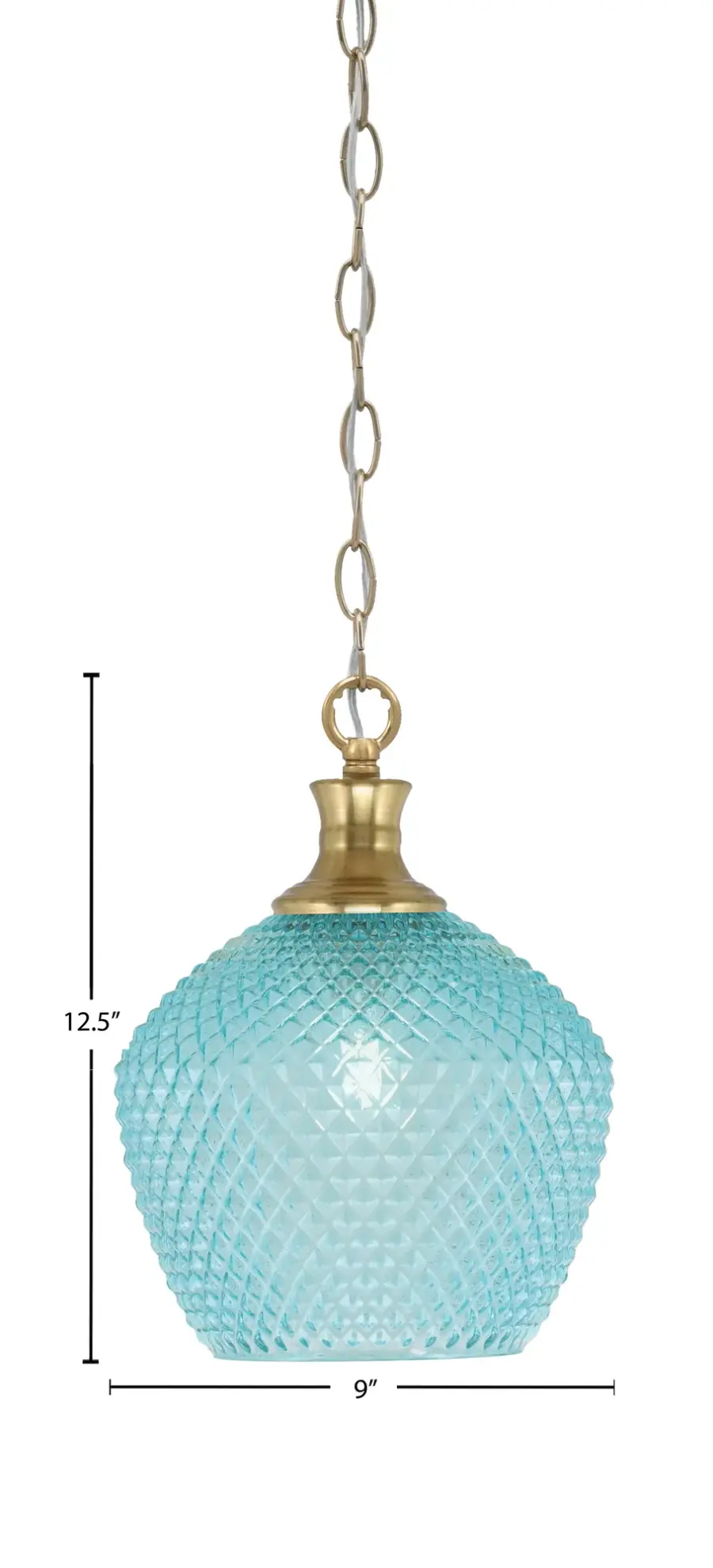 Zola Chain Hung Pendant with Turquoise Textured Glass - Image 2