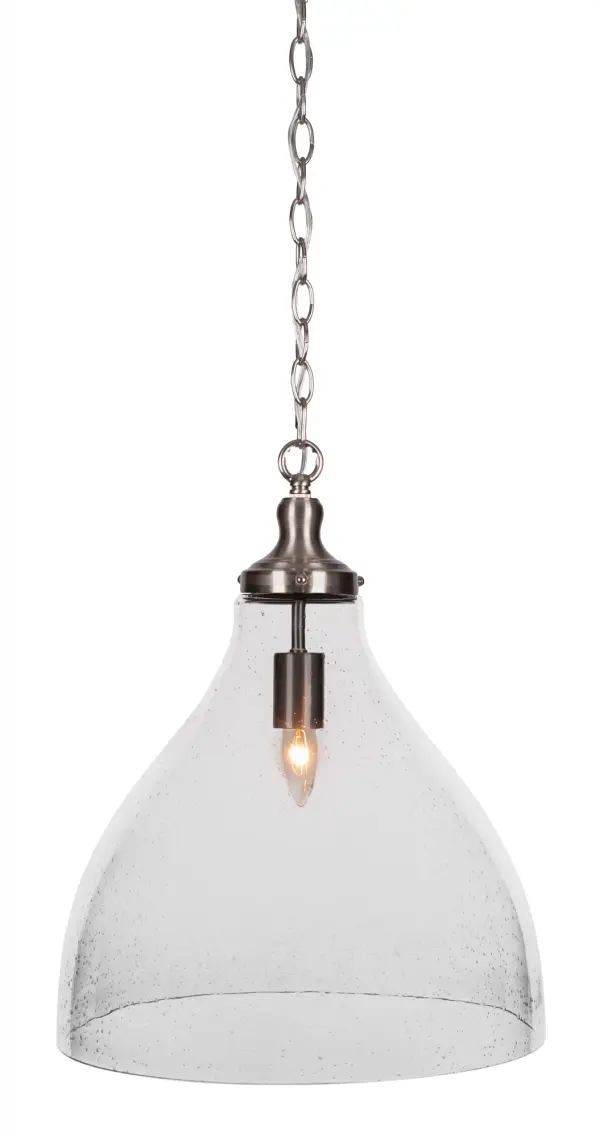 Juno Chain Hung Pendant with Clear Bubble Glass - Image 1