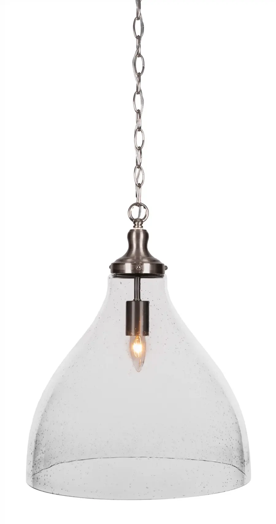 Juno Chain Hung Pendant with Clear Bubble Glass - Image 1