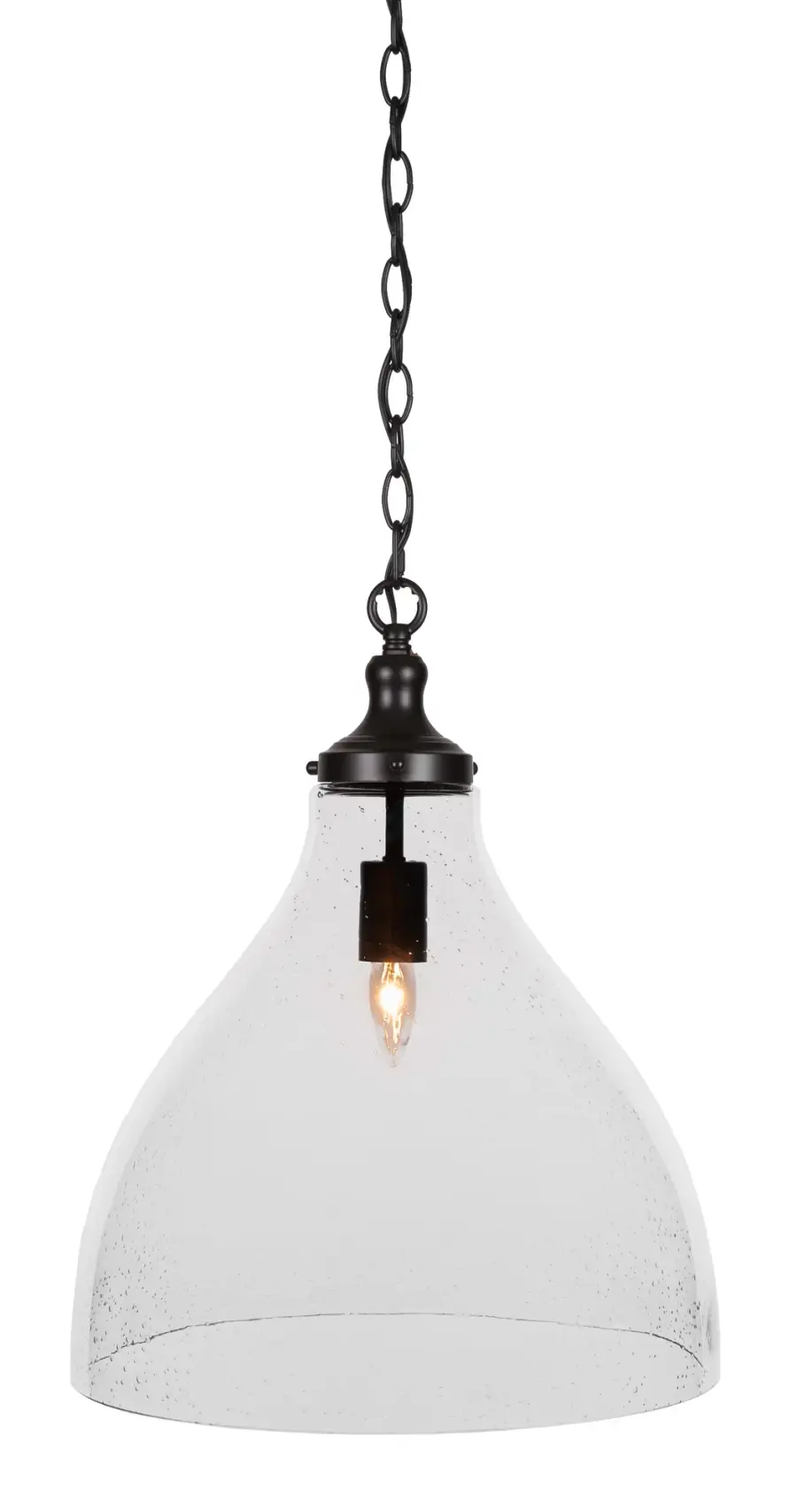 Juno Chain Hung Pendant with Clear Bubble Glass - Image 1
