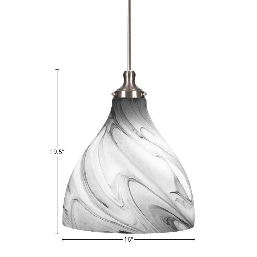 Juno Chain Hung Pendant with White Marble Glass - Image 2