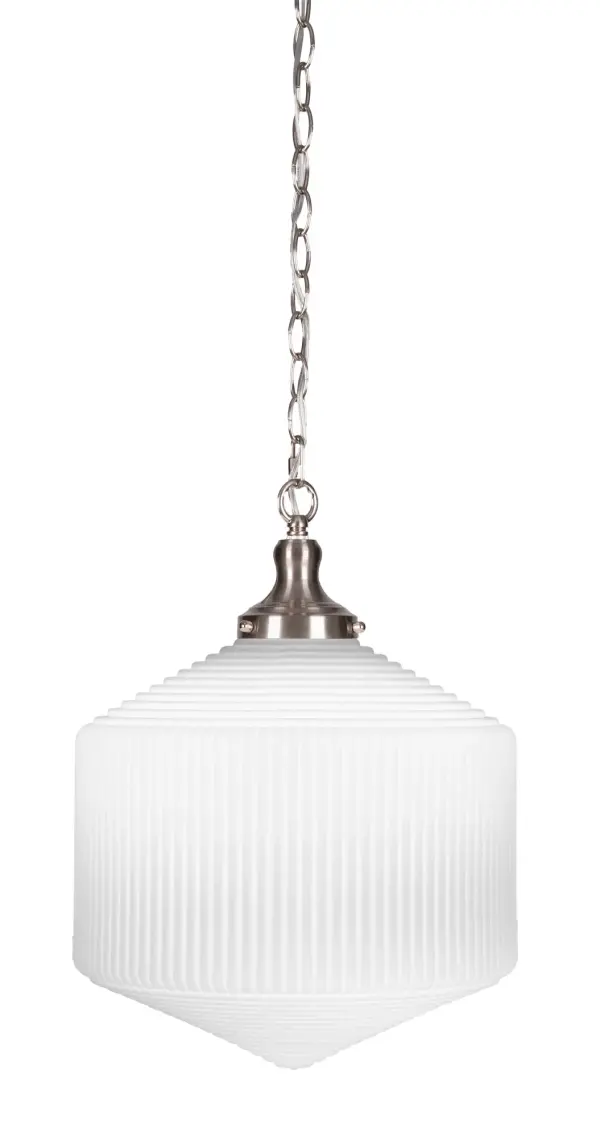 Carina Chain Hung Pendant with Opal Frosted Glass - Image 1
