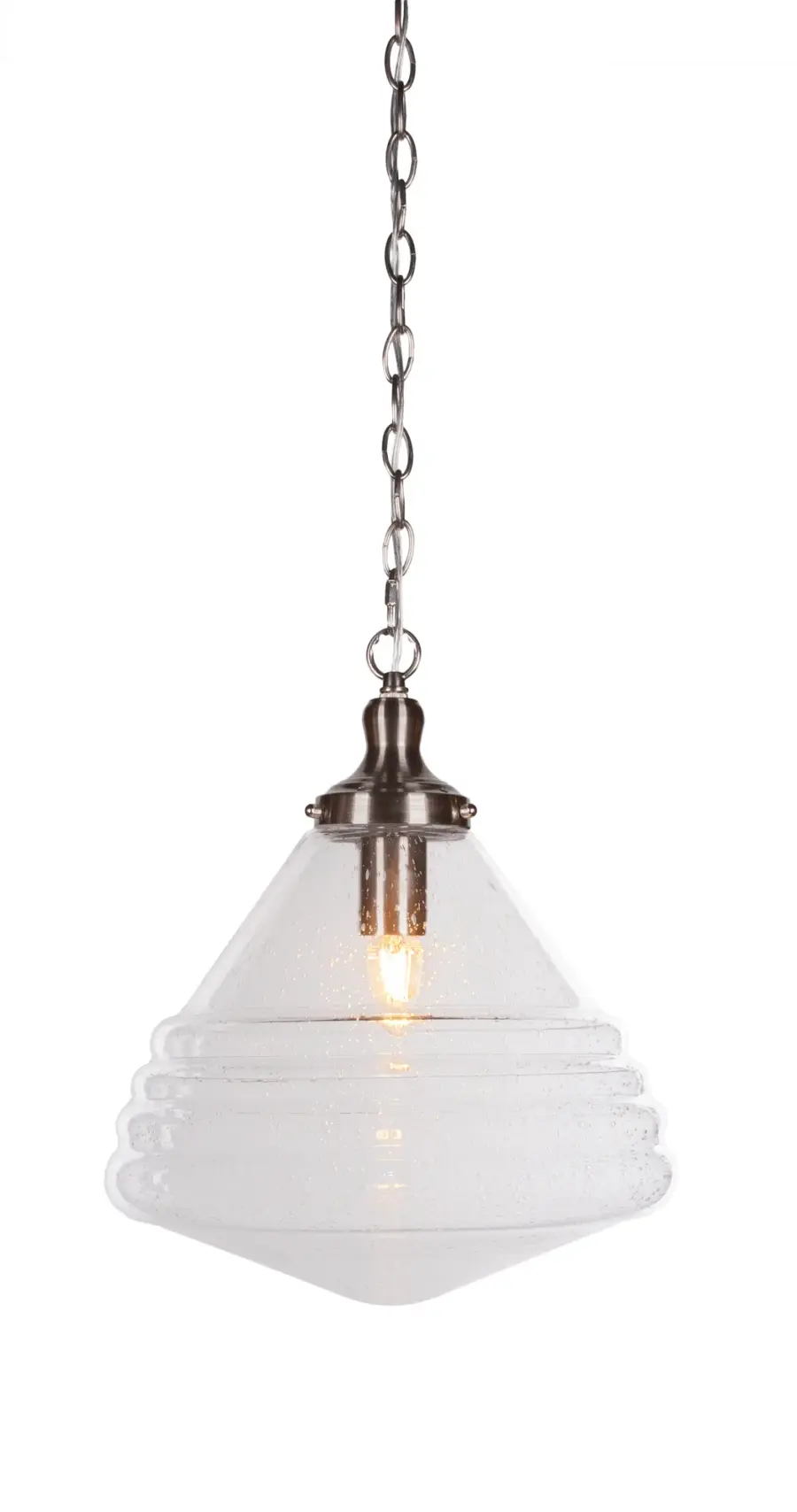 Juno Chain Hung Pendant with Clear Bubble Glass - Image 1