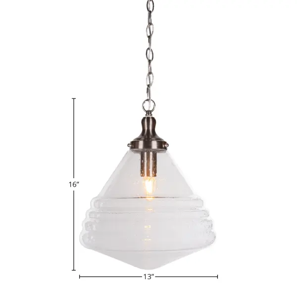 Juno Chain Hung Pendant with Clear Bubble Glass - Image 2