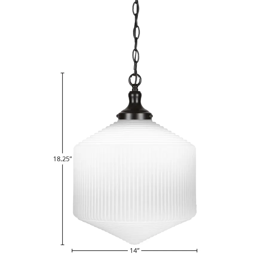 Carina Chain Hung Pendant with Opal Frosted Glass - Image 2
