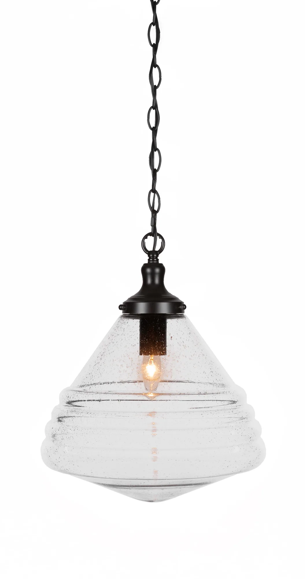 Juno Chain Hung Pendant with Clear Bubble Glass