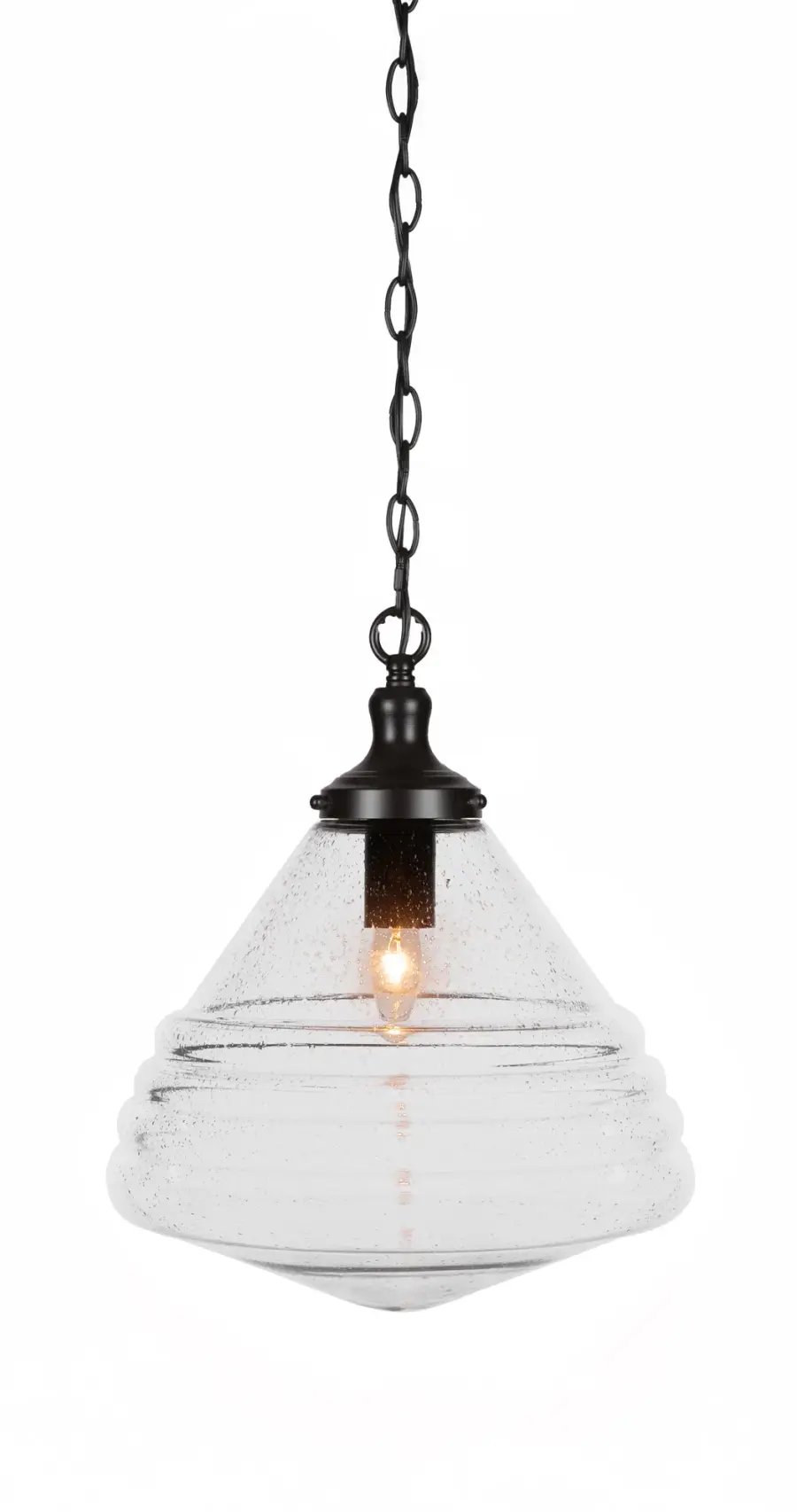 Juno Chain Hung Pendant with Clear Bubble Glass - Image 1