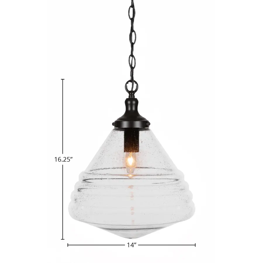 Juno Chain Hung Pendant with Clear Bubble Glass - Image 2