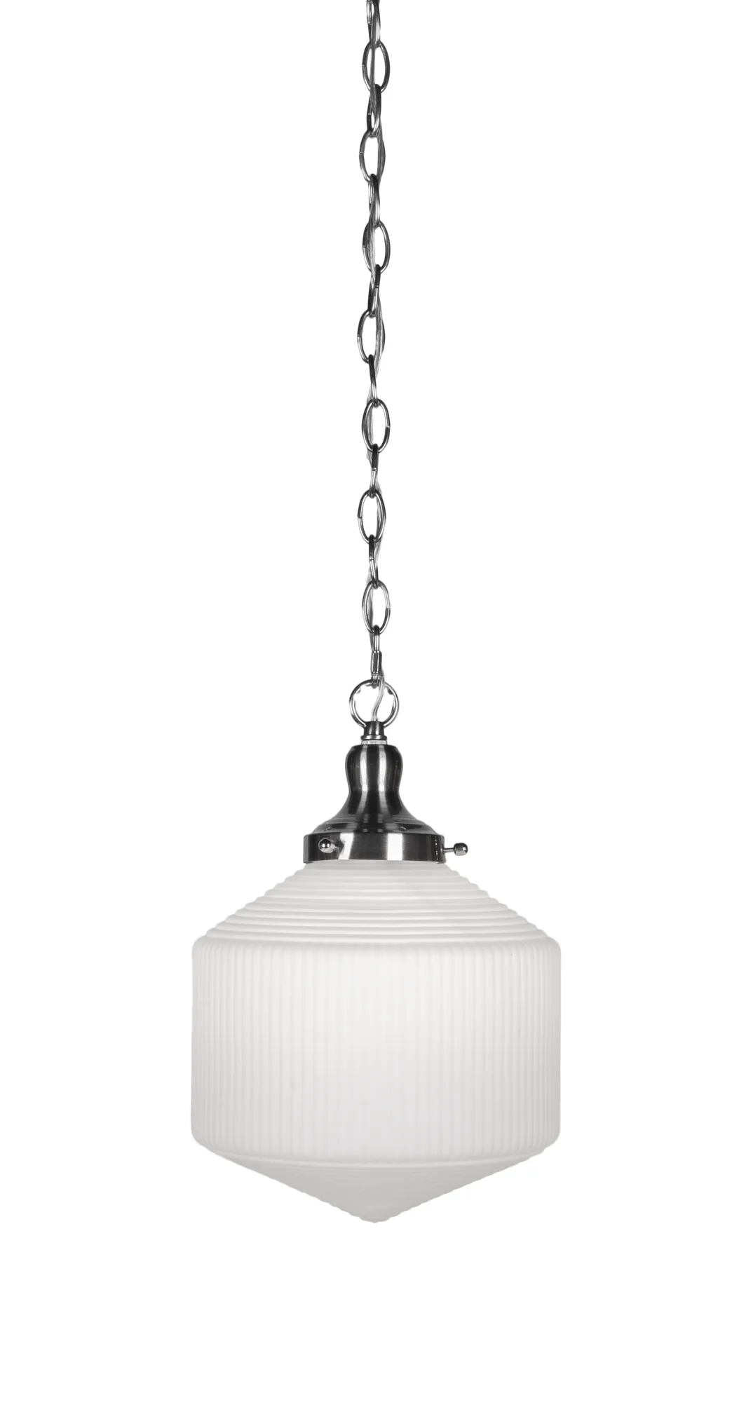 Carina Chain Hung Pendant Shown In Brushed Nickel Finish With 10" Opal Frosted Glass