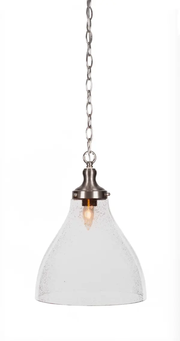 Juno Chain Hung Pendant with Clear Bubble Glass - Image 1