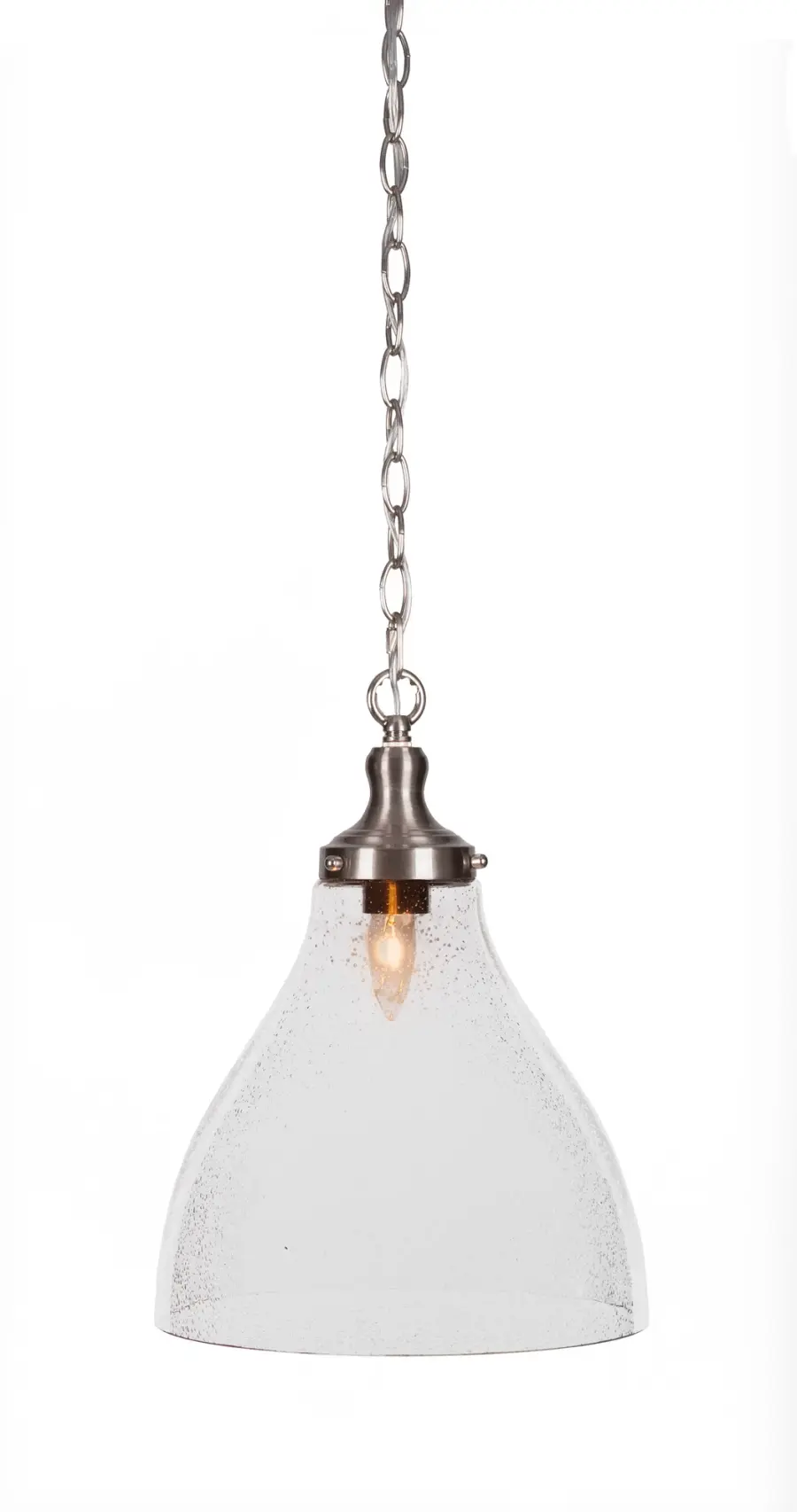 Juno Chain Hung Pendant with Clear Bubble Glass - Image 1
