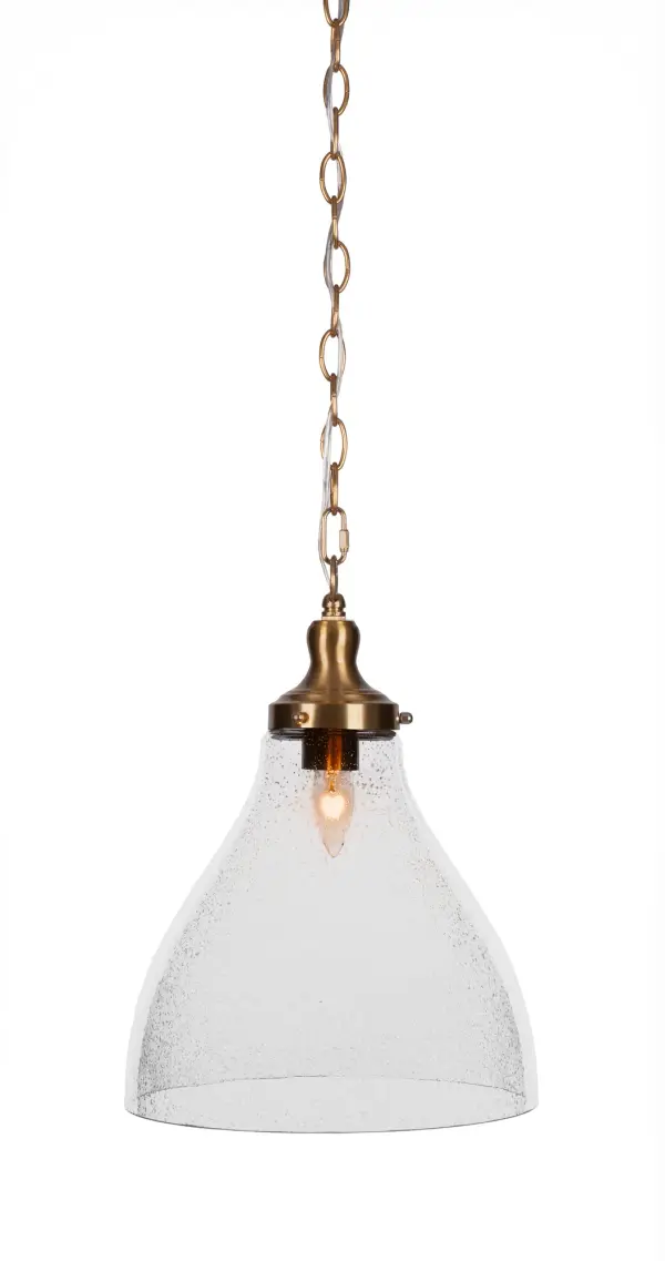 Juno Chain Hung Pendant with Clear Bubble Glass - Image 1