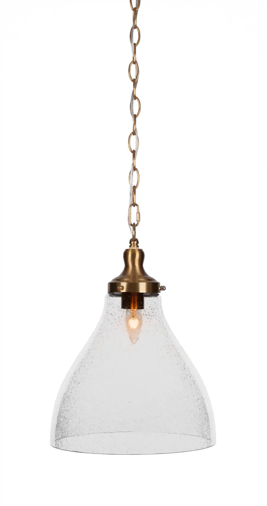 Juno Chain Hung Pendant with Clear Bubble Glass - Image 1
