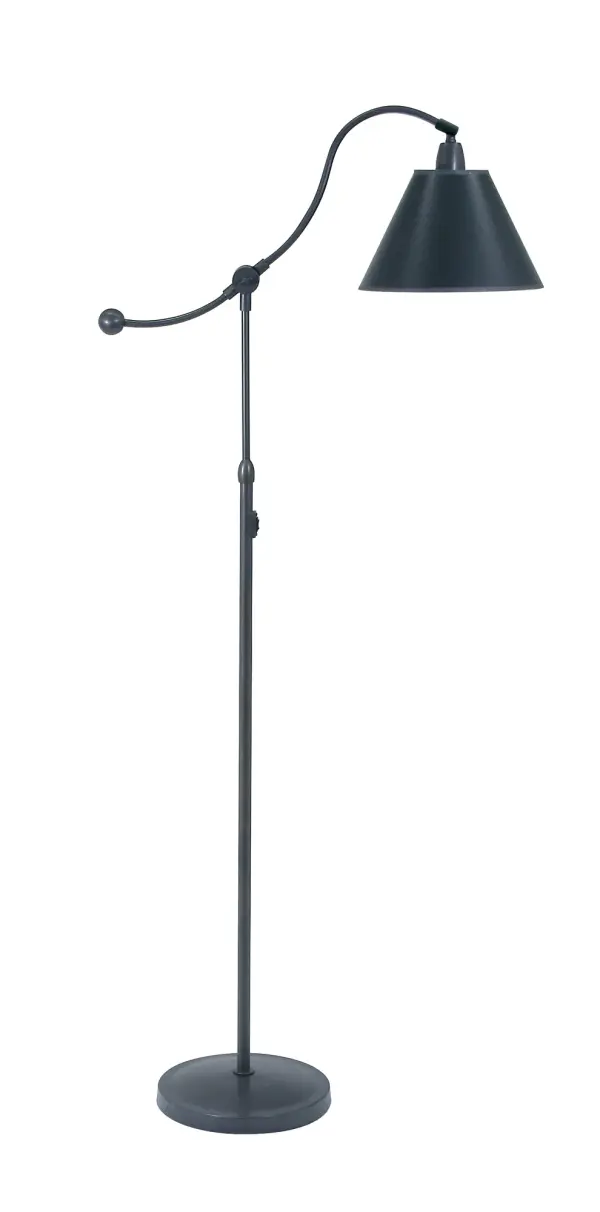 The Hyde Park floor lamp combines classic styling with modern functionality. Its counter balance design with adjustment knob and swivel shade provides flexible task lighting, while the oil rubbed bronze finish adds warmth to any space.