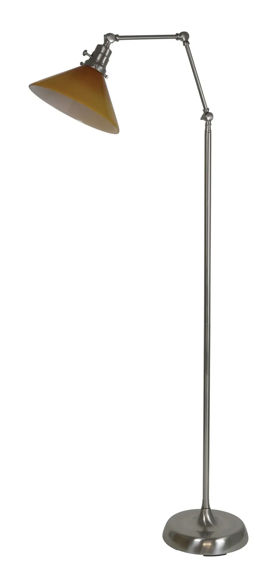Otis Industrial Floor Lamp with Amber Glass Shade