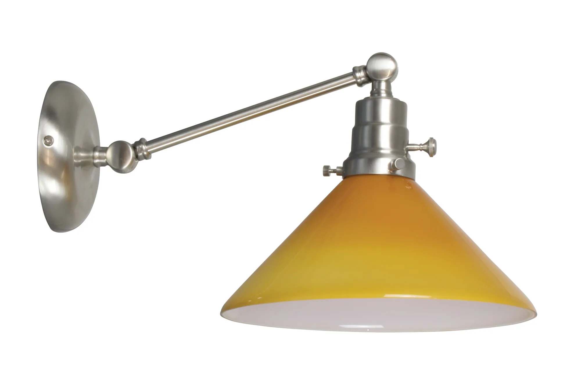 Otis Industrial Wall Swing Lamp with Amber Glass