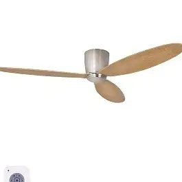 The Lucci Air Radar combines modern aesthetics with DC motor efficiency in a 52-inch design. Brushed chrome finish and teak blades create a sophisticated look perfect for contemporary spaces requiring reliable air circulation.