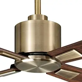 The Lucci Air Climate combines modern DC motor efficiency with classic styling. Its 52-inch span and antique brass finish with walnut blades create a sophisticated look suitable for various interiors.