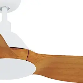 The Lucci Air Type A combines energy-efficient DC motor technology with clean Scandinavian design. White housing paired with natural teak blades creates a fresh, coastal aesthetic perfect for large spaces.