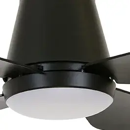 The Aria combines modern styling with practical functionality, offering a 52-inch span ideal for medium rooms with lower ceilings. Its close-to-ceiling design maximizes headroom while the integrated light provides ambient illumination.