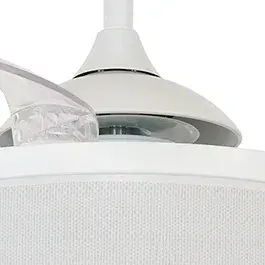 The Fanaway Fraser offers a unique solution for spaces where traditional ceiling fans feel visually intrusive. Its retractable transparent blades disappear when not in use, leaving only a sleek flush-mount light fixture visible.