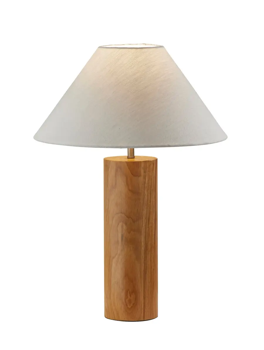 Mid-Century Inspired Oak Table Lamp with Warm Natural Elegance