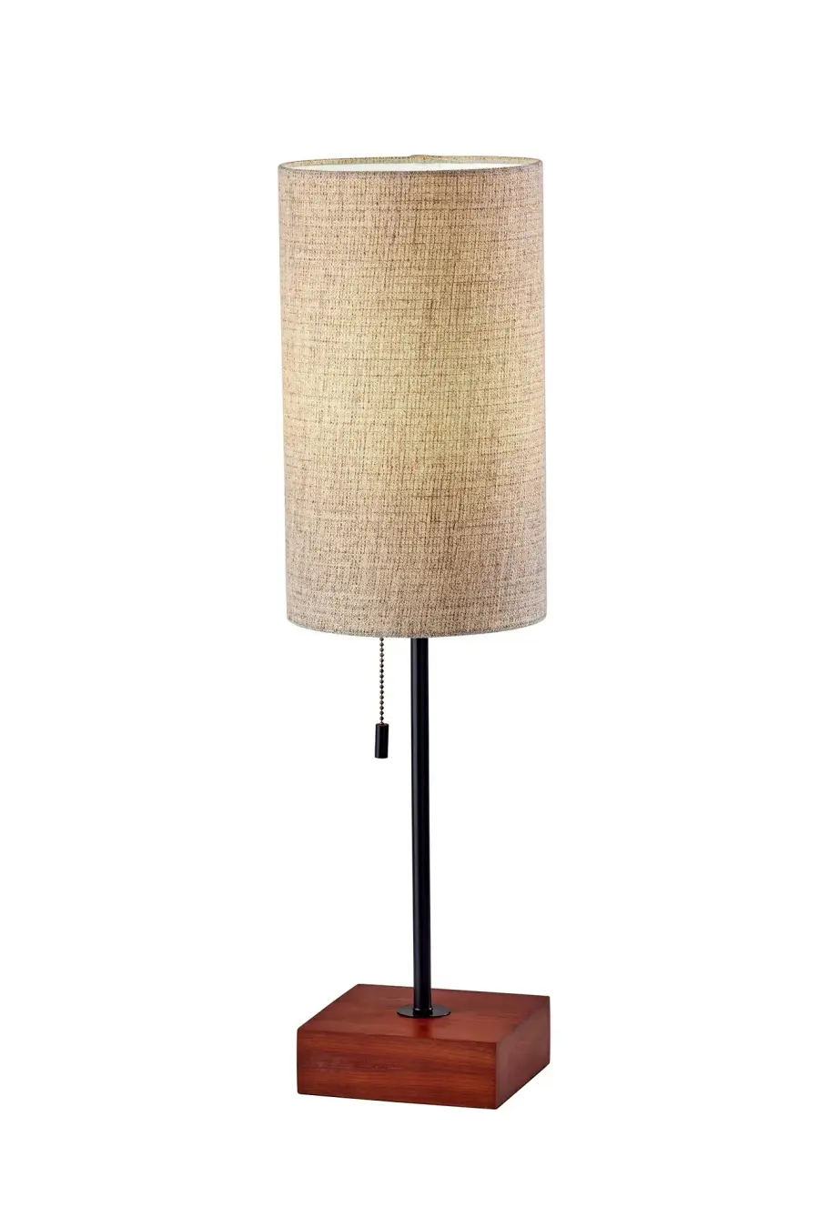 Modern Table Lamp with Warm Walnut Base and Textured Neutral Shade