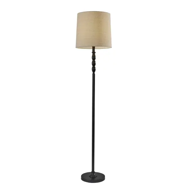 The William Floor Lamp combines timeless design with practical functionality. Its neutral black finish and oatmeal fabric shade create ambient lighting that complements any décor, while the 3-way rotary switch offers flexible illumination control.