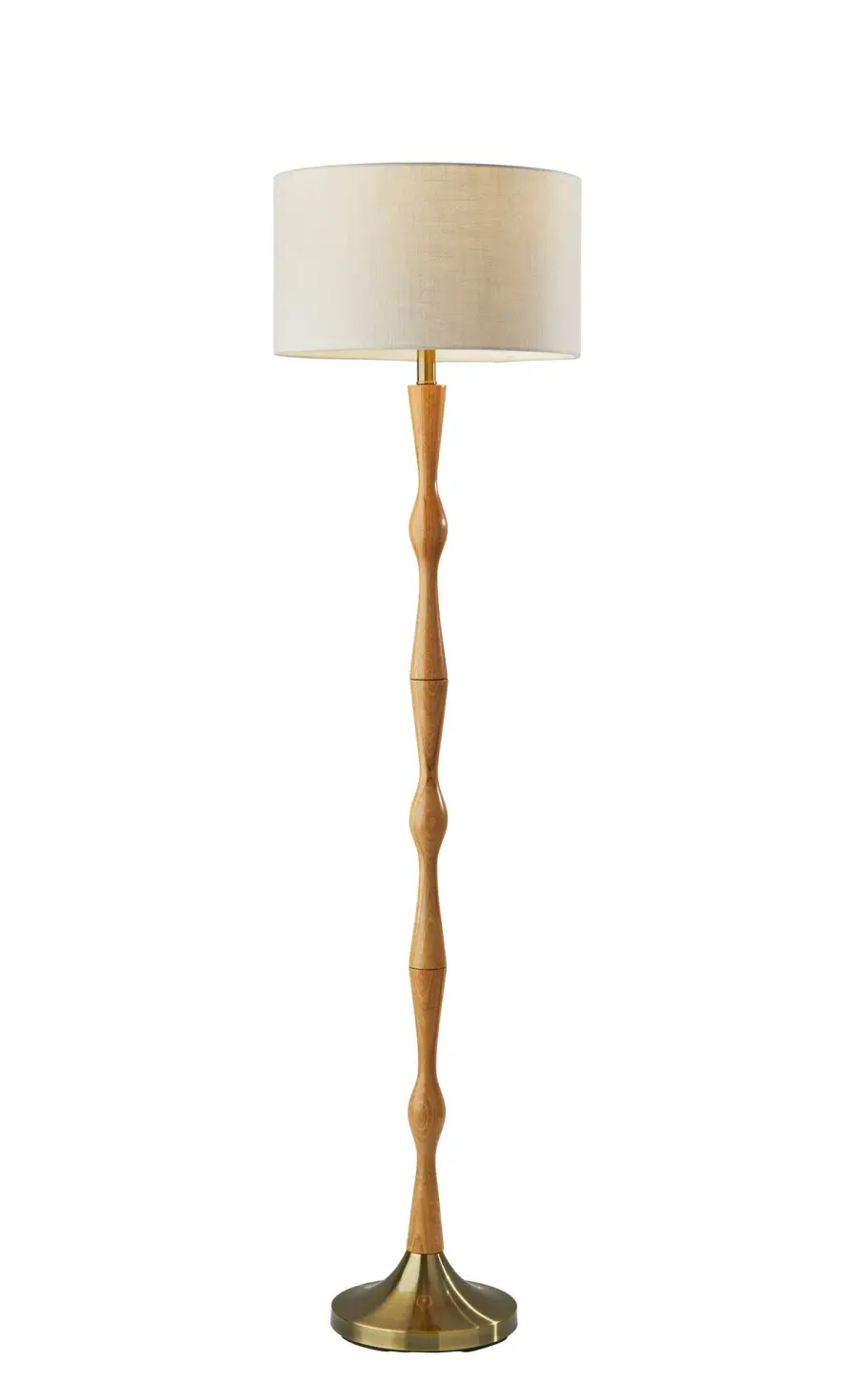 Eve Floor Lamp in Natural Oak Wood with Antique Brass