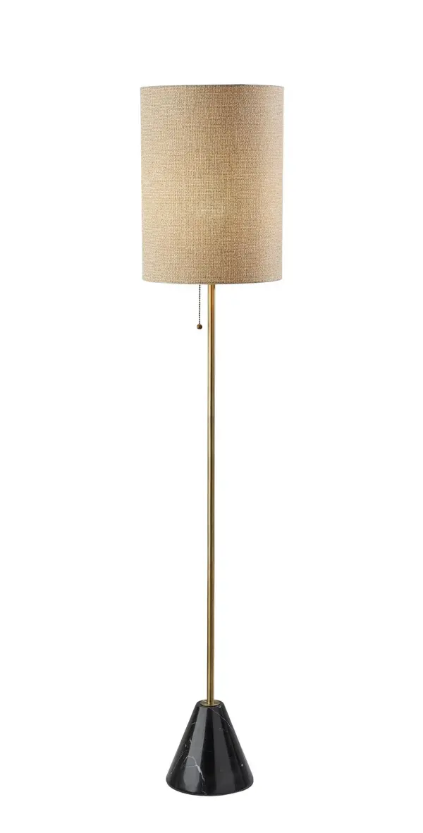 Elegant Mixed-Material Floor Lamp with Marble Base & Brass Accents
