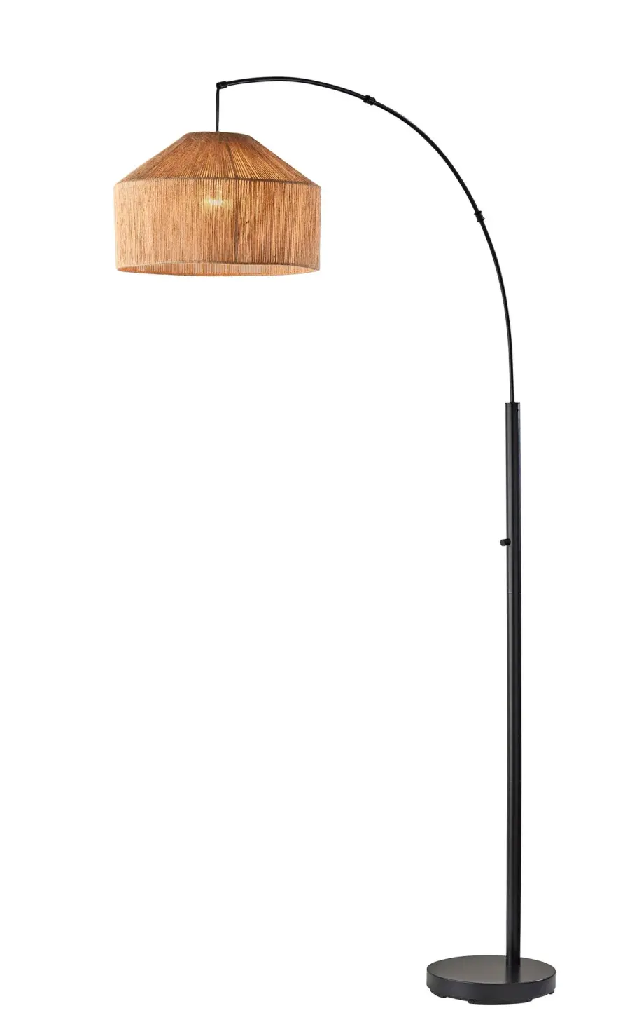 Modern Arc Lamp with Distinctive Rope Shade and Extended Reach