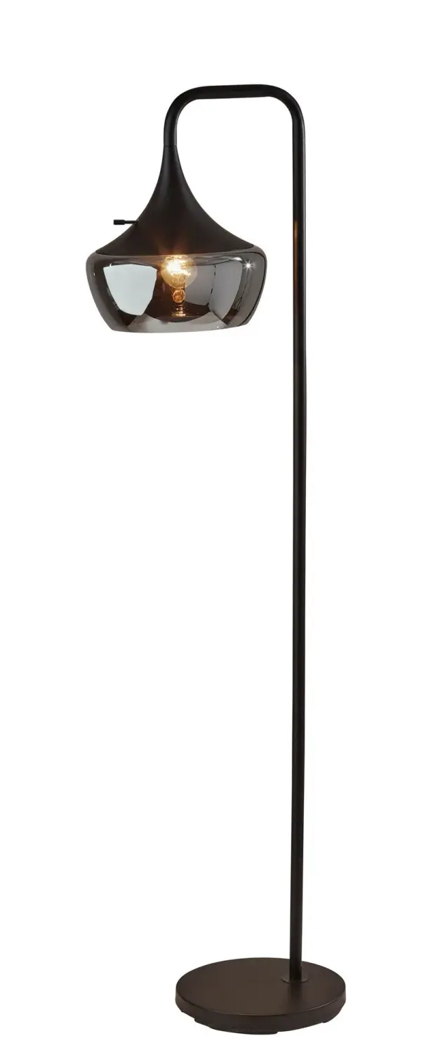 Eliza Floor Lamp in Black with Smoked Mercury Glass