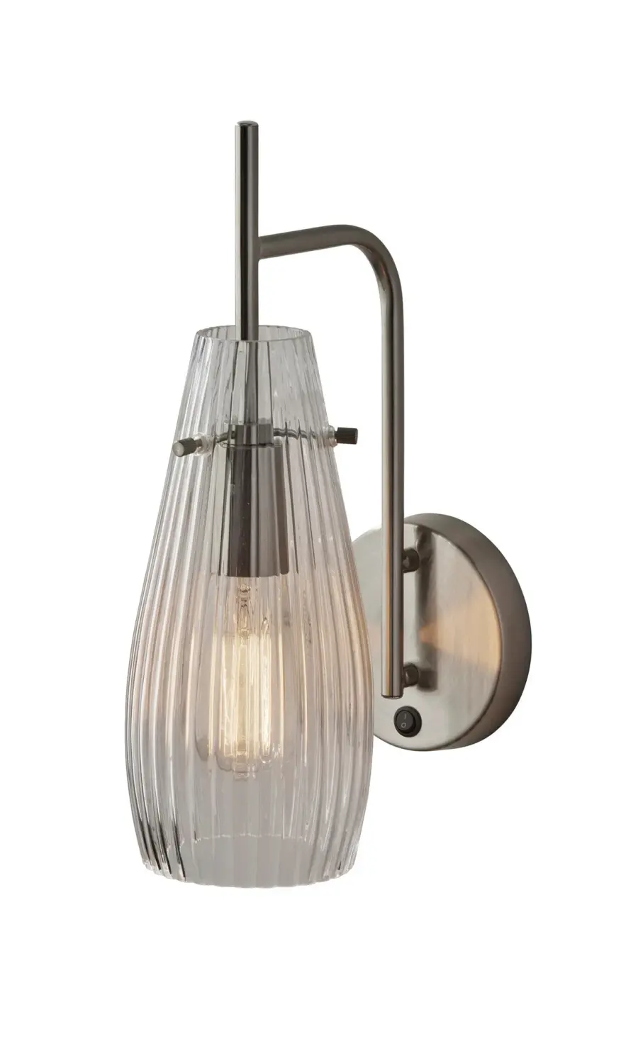 Layla Brushed Steel Wall Lamp with Ribbed Glass Shade