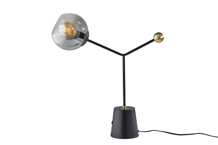 Modern Table Lamp with Dramatic Smoked Glass and Sleek Black Finish