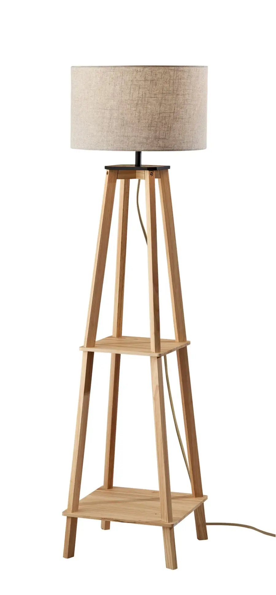 Kirby Shelf Floor Lamp in Natural Wood