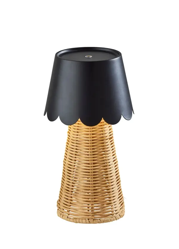 The Tory LED Cordless Table Lamp combines natural rattan texture with modern portability. Its scalloped metal shade and wicker base create a relaxed coastal aesthetic, while the rechargeable design offers up to 16 hours of ambient lighting. Perfect for indoor and outdoor entertaining.