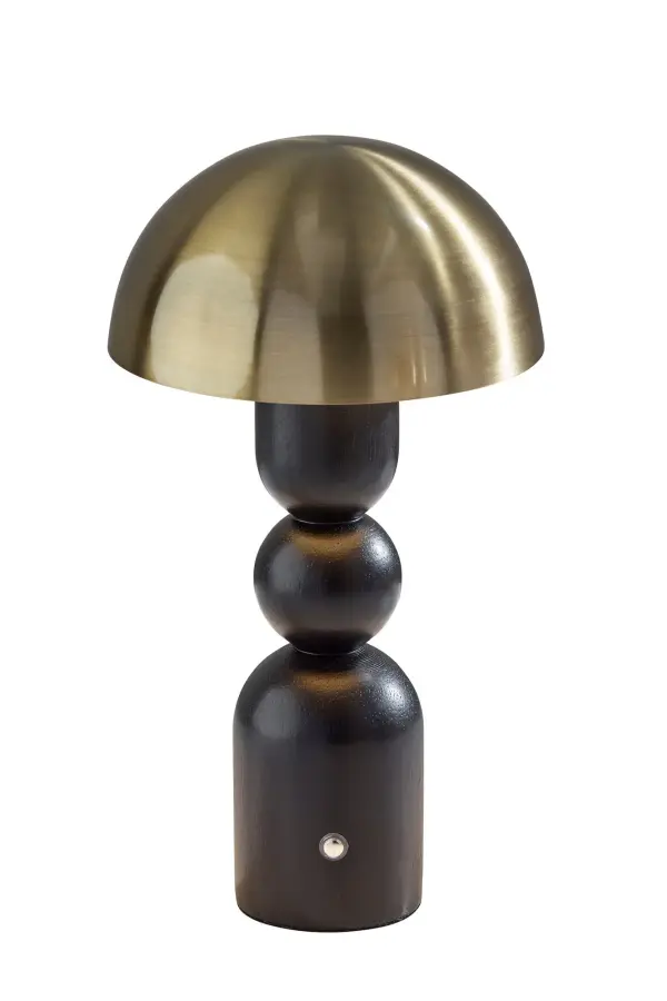 The Connie LED Cordless Table Lamp combines vintage-inspired design with modern convenience. Its compact 10.75" height, warm wood base, and antique brass dome shade deliver timeless style, while rechargeable functionality provides up to 16 hours of portable illumination.