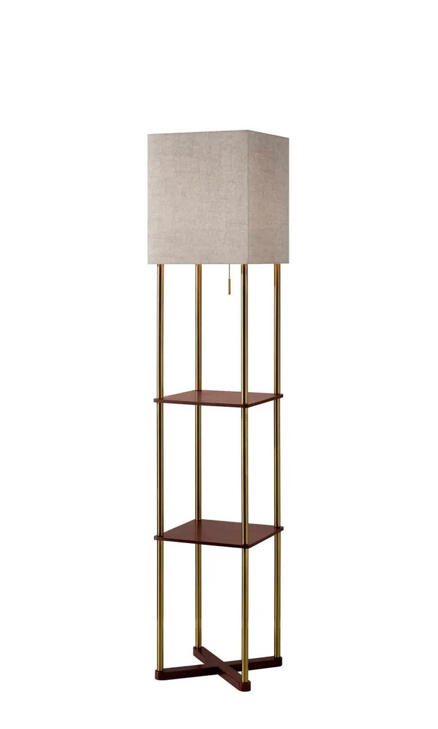 Harrison Shelf Floor Lamp in Antique Brass