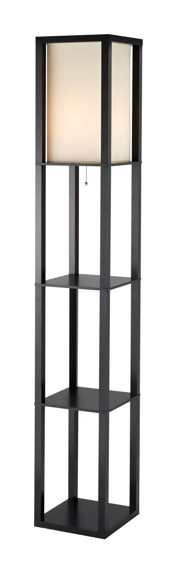 The Titan combines modern design with practical storage, featuring three shelves and a 72-inch height that makes a dramatic statement. Perfect for spaces needing both illumination and display options.