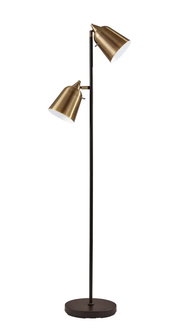 The Malcolm Floor Lamp combines mid-century modern style with practical functionality. Featuring two independently adjustable shades with separate switches, it transitions seamlessly from ambient room lighting to focused task illumination.