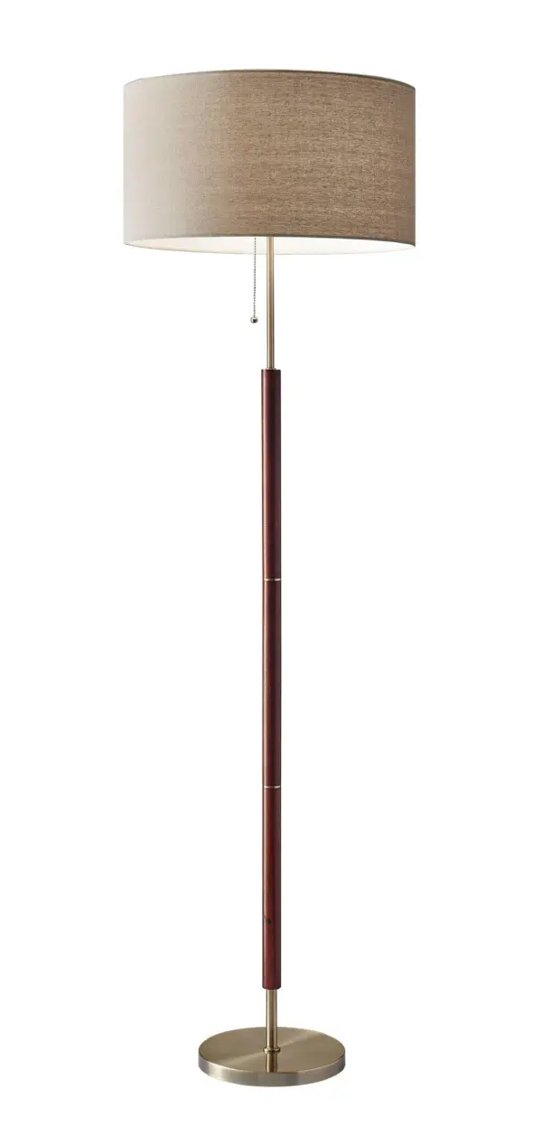 Hamilton Floor Lamp in Walnut & Antique Brass