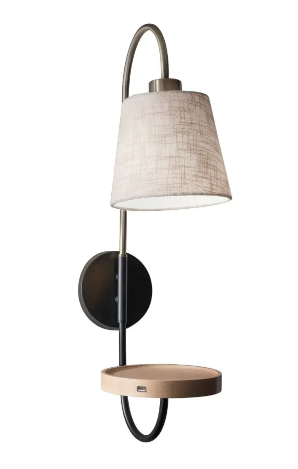 Jeffrey Wall Lamp with USB Charging Shelf