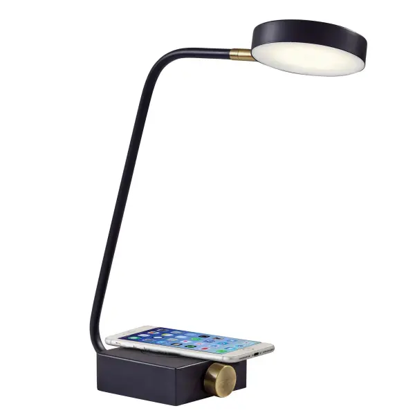 The Conrad LED Desk Lamp combines mid-century modern styling with cutting-edge technology, featuring Qi wireless charging, USB port, and energy-efficient 7W LED. Perfect for tech-savvy professionals and modern homes.